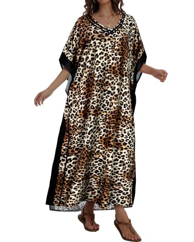 Image of Kaftan Dresses for Women V Neck Caftan Batwing Sleeve Swimsuit Cover Up