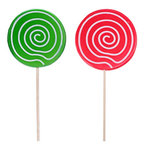 Amosfun Candy Pink Lollipops Canes Big Swirl Jumbo Mini Suckers- Simulation Lollipop- Decoration Creative Lollipop Crafts Lollipop Photot Props Photography- Accessories For Kids (Red+ Green) #TOP17