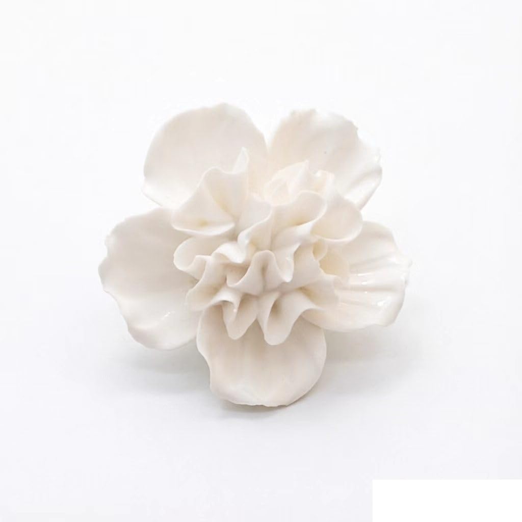 Amerry White, Azalea, 2.76 ",Ceramic Wall Flower Decor Artificial 3D Flower Wall Art，Handmade 3D Wall Art Hanging Sculpture， Porcelain Flower Wall Décor (White, Azalea, 2.76")