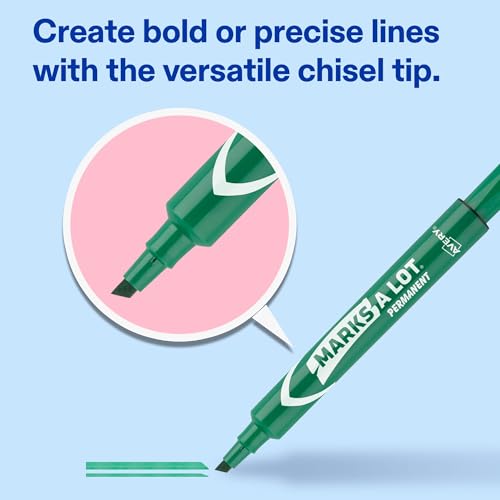 Image of Avery Marks A Lot Permanent Markers, Large Desk-Style Size, Chisel Tip, Value Pack, 36 Green Markers Total, Ideal for Signs, Posters, Labeling, and More (98241)
