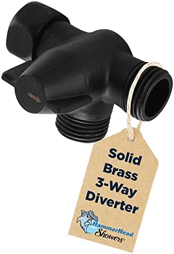 All Metal 3-Way Shower Arm Diverter Valve for Dual Shower Head Combo, Oil Rubbed Bronze | Connects Both Fixed and Hand Held Showerheads To Shower Arm
