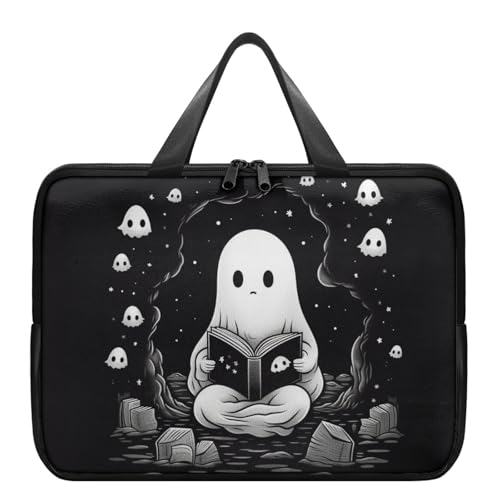 Xnshcedy Halloween Ghost Women Laptop Bag for Men Black Computer Bag for Woman Cute Laptop Sleeve with Handle Work Bag for Man 15inch Lap Top Bag for Daily