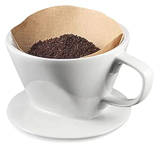 ELEFOCUS Porcelain Coffee Dripper, Filter Cone (White)