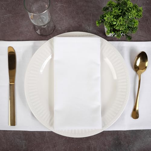 Image of FINGERCRAFT Table Napkins 18x18 Inches Set of 6 Cotton Linen Blend Fabric Dinner Cloth Napkins Washable and Reusable, Good Absorbency for Home, Parties, Hotels (White)