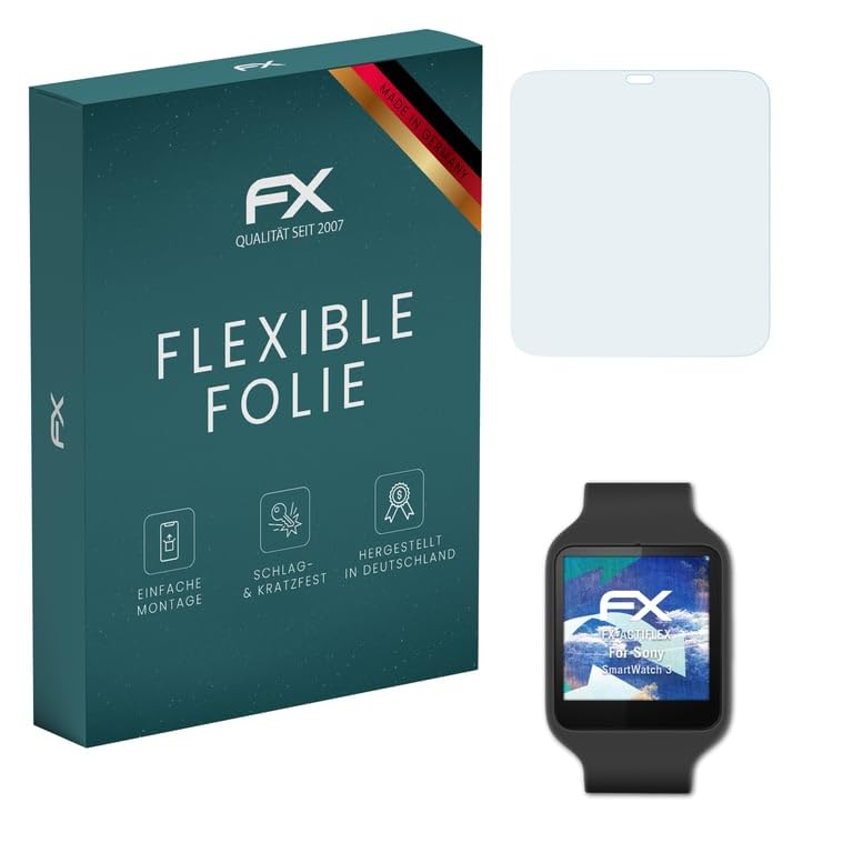 atFoliX Screen Protector compatible with Sony SmartWatch 3 Protector Film, ultra clear and flexible FX Screen Protection Film (3X)