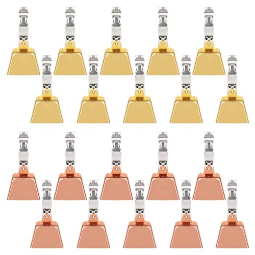 Vefungyan Fishing Bite Indicators Alarm Bells: 20pcs Fishing Pole Bells Alert with Clamp Clip on Poles Catfishing Equipment Angling Rings (Copper)