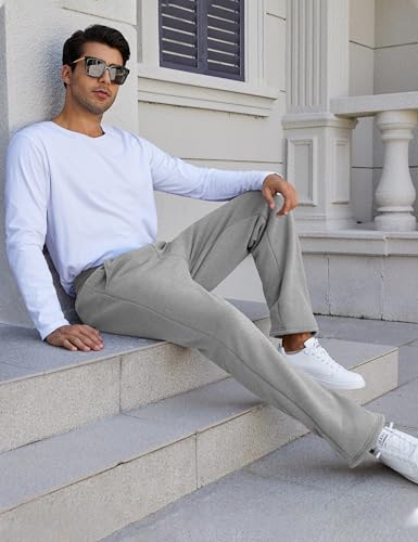 Flygo Men's Fleece Lined Sherpa Sweatpants Winter Warm Pants Jogger Lounge Athletic Pant with Pockets