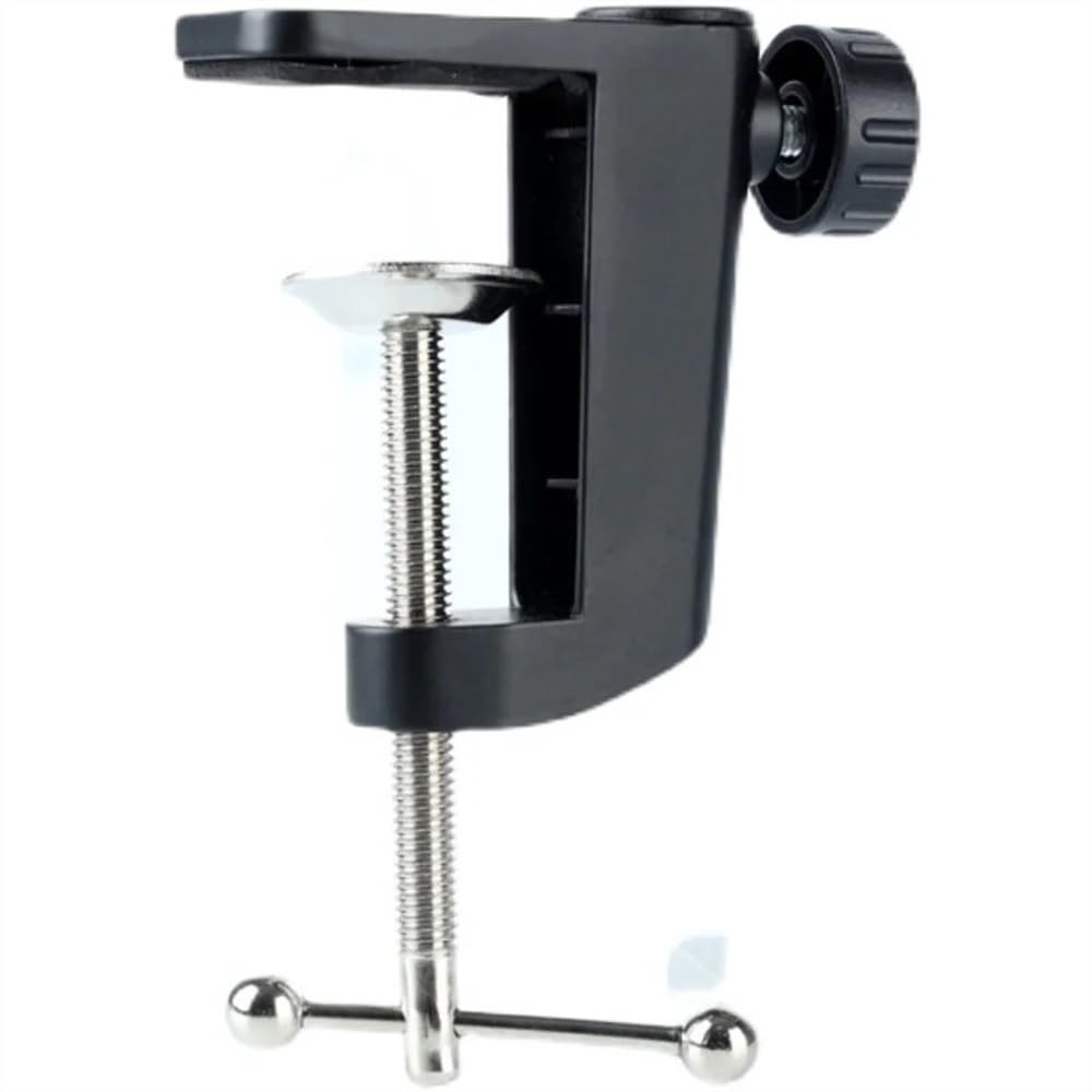 Microscope Table Lamp Clamp Desk Anti Slip Tools Hardware Stainless Steel Swing Arm Fixed Base Home Bracket Holder Portable(Large Size-Black)