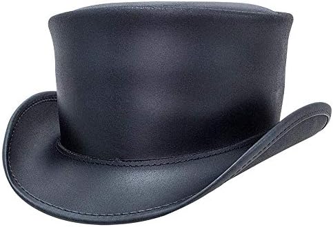 American Hat Makers Marlow Leather Top Hat — Handcrafted, Genuine Leather, Victorian Steampunk Hatter