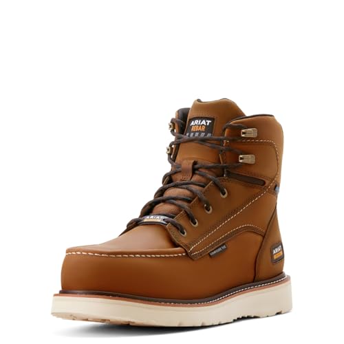 Ariat Men's Rebar Wedge Moc 6" Waterproof Composite Toe Work Boot Industrial, Distressed Brown, 10.5 Wide