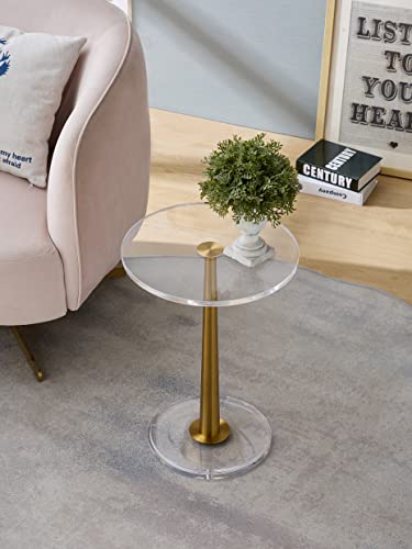 Meetlake Clear Acrylic Table With Cone Metal Pole (Small, Brushed Gold) … #TOP3