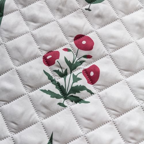 Image of House of Quirk 'Mughal Series' Anti-Slip Sofa Cover Mat with Pocket | Polyester Couch Protector for Pets, Kids & Spills (Shalimar Garden, 180x170cm, Three Seater)