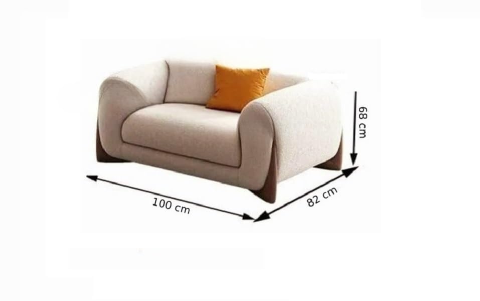 Image of Boucle Fabric Modern Design Sofa with Pillow or Strong Woden Legs Best for Living Room, Halways, Garden (1 Seater)