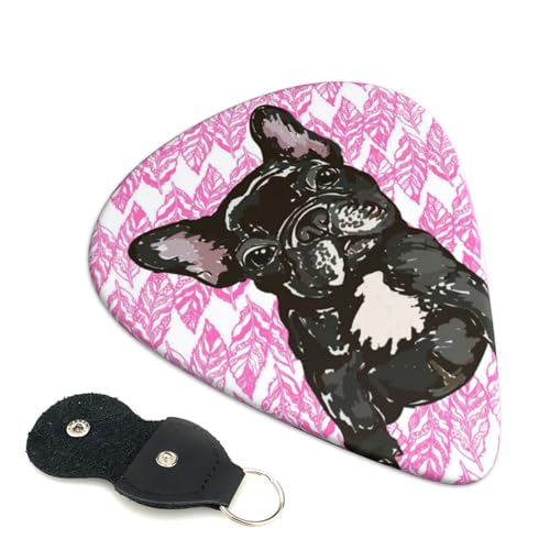 子犬のフレンチブルドッグ かわいい漫画エレキギターピック Abs 素材エレアコ弦楽器 人差し指楽器ピック 6 個パック 0.71mm