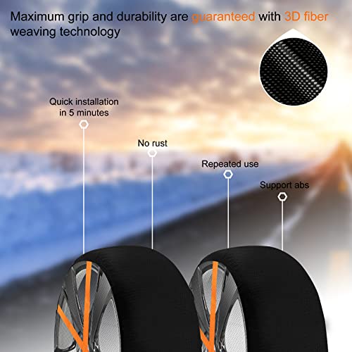 Gnrzzt Snow Socks For Tires, Auto Socks For Car Tires,Automotive Snow Socks,Great Alternative To Snow Chains For Cars thumb #2
