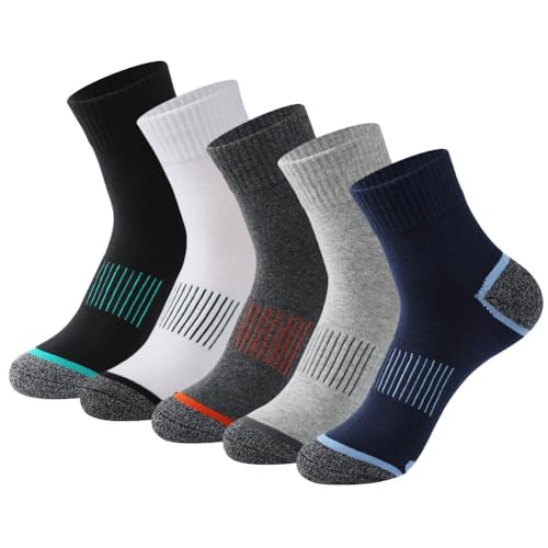 Zcargel Sports Socks For Men, 5 Pairs Men Resistant Breathable Socks Sports And Leisure Mid-Length Socks Printed Cotton Socks