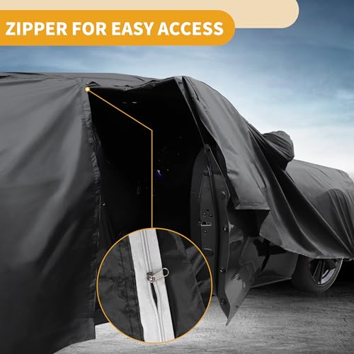 Image of All-Weather Waterproof Car Cover - UV-Resistant Outdoor Full Exterior Protection for BMW 3 Series 2016-2025 210D-PU Black with Right Side Zipper