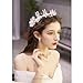 AOPRIE Pearl Flower Headband for Women Girls Wedding Wreath Floral Garland Halloween Party Event Supllies Favors Gold White, 1 Pack