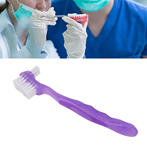 Yuyte False Teeth Cleaning Brush, Elderly Portable Denture Toothbrush, Plaque Dirt Removal Denture Brush Gift For Home Travel (Purple) #TOP5