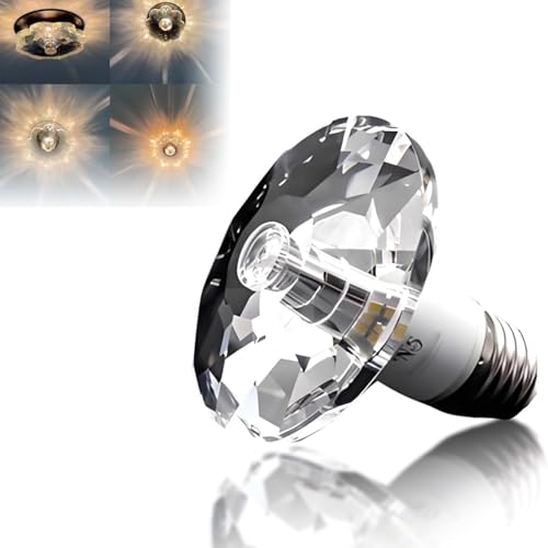 Lampadina LED a forma di fiore con cristallo di diamante, LED ambrato, regali romantici in cristallo per la decorazione di feste in casa con base, lampadine LED a forma di fiore con (diamonds)