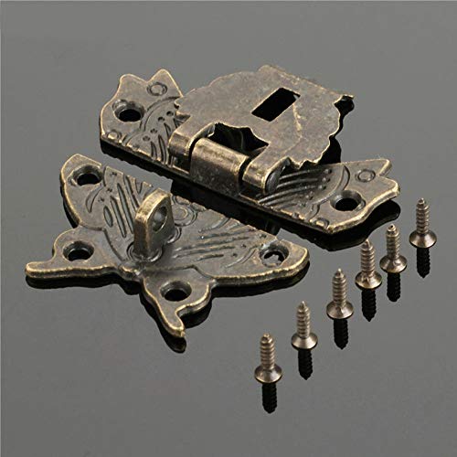JINXM 2 Stück Antike Dekorative Haken Haspe Kleine Box Latch Hasps Schmuck Holzkiste Wein Geschenk verschluss für Deko Schmuckschatulle Holzkoffer