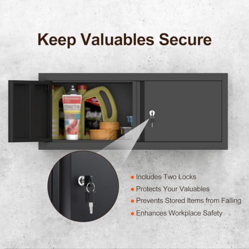 Metal-Garage-Wall-Cabinets13-H-Garage-Storage-Cabinet-Wall-MountedFloating-Storage-Organization-with-DoorsLocking-Hanging-Cabinet-for-RVHome-OfficeWarehouseBlack