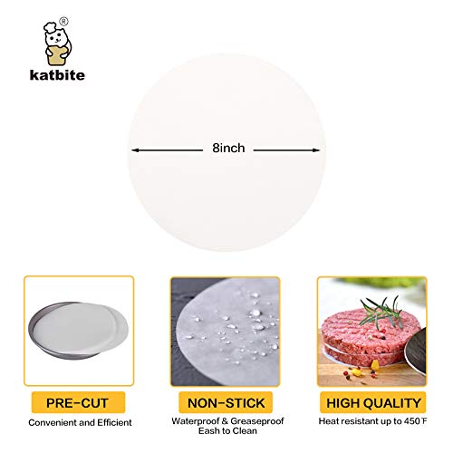 Katbite Heavy Duty Parchment Rounds 8 Inch 200 Pcs, Parchment Paper Rounds Available, Uses For Cake Baking, Air Fryer Liners #TOP2