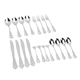 XUMIUZIY Juego de Cubiertos, Juego de Cubiertos Royal Retro de Acero Inoxidable, de Utensilios para Comer Apto para Lavavajillas Vintage para 4 Incluye Tenedores para Cena, Cucharas para Cena,