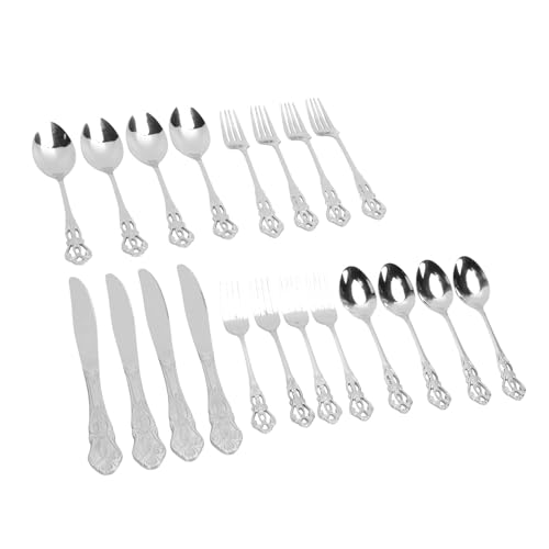RASTKY Ensemble de Couverts en Acier Inoxydable 18/10 Polyvalent 4 Fourchettes à Dîner 4 Cuillères à Dîner Fourchettes à Salade Cuillères à thé Emporte-pièces Poli Miroir Passe au Lave-vaisselle
