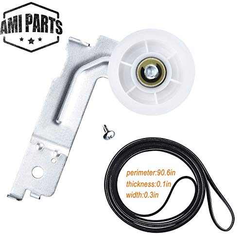 AMI PARTS DC93-00634A Dryer Idler Pulley [Upgraded Ball Bearings] & 6602-001655 Dryer Belt Compatible