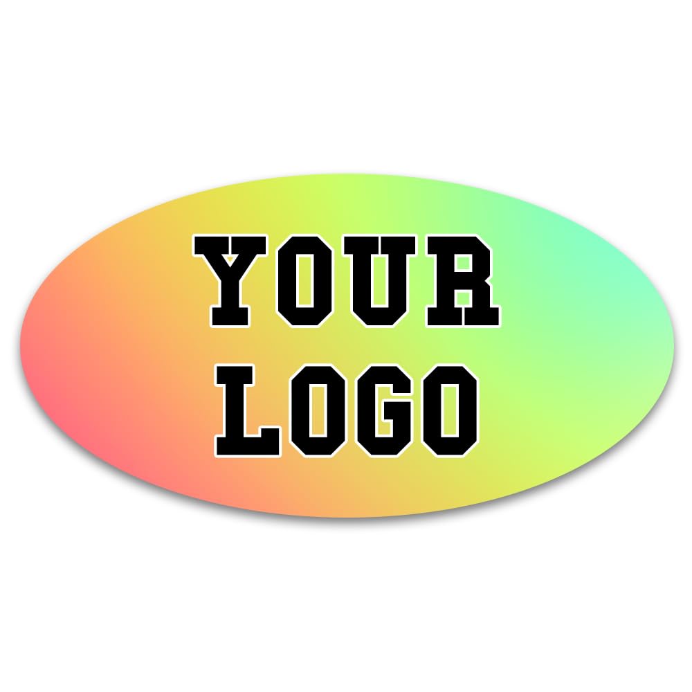 Papa Prints Custom Sticker 75 X 40 Mm Business Stickers Personalised Logo Stickers Oval Personalised Photo Stickers Any Photo, Logo Colour Or Text