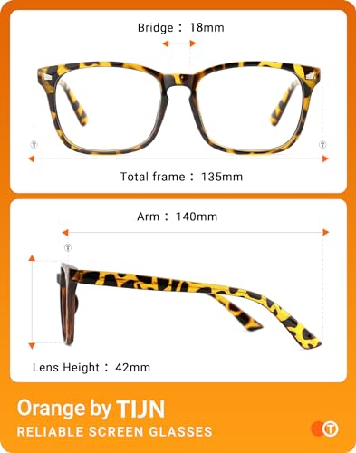 TIJN Blue Light Blocking Glasses for Women Men Clear Frame Square Nerd Eyeglasses Anti Blue Ray Computer Screen Glasses