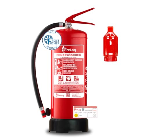 FireLoq 6kg Pulver Feuerlöscher für Brandklasse ABC mit 34A | 233B | C ergibt 10 LE Dauerdruck inkl. Prüfnachweis,Wandhalter und Manometer FireLoq 6kg Pulver Feuerlöscher für Brandklasse ABC mit 34A | 233B | C ergibt 10 LE Dauerdruck inkl. Prüfnachweis,Wandhalter und Manometer
