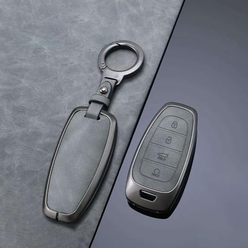 Étui de clé de voiture en alliage de cuir 4 boutons pour Hyundai
