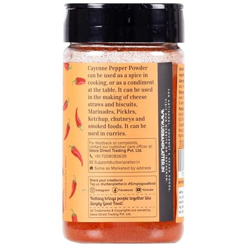 Urban Platter Cayenne Pepper Powder, 80g (Bold, Fiery Heat | Essential Culinary Spice | Known to Support Heart Health & Metabolism)