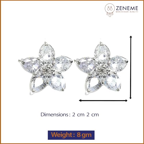 Image of Zeneme Earring Handmade Rhodium Plated Lightweight Pink Star Shaped Studs Earrings Jewellery For Girl And Women