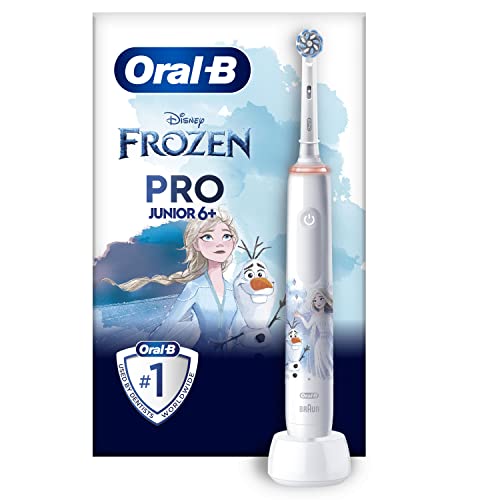 Oral-B Pro Junior Kids Electric Toothbrush, 1 Star Wars Mandalorian Handle, 1 Toothbrush Head, 3 Modes with Kid-Friendly Sensitive Mode, for Ages 6+, 2 Pin UK Plug