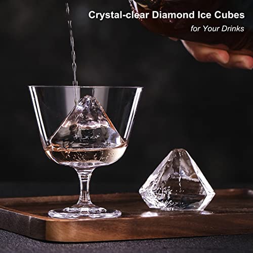 Helpcook Clear Diamond Ice Cube Maker Mold,Crystal Clear Diamond-Shaped Ice Maker,Clear Ice Cube Mold -Makes 2 Clear Ice Diamonds For Whiskey And Cocktails,Creative Gift For Friends And Family #TOP5
