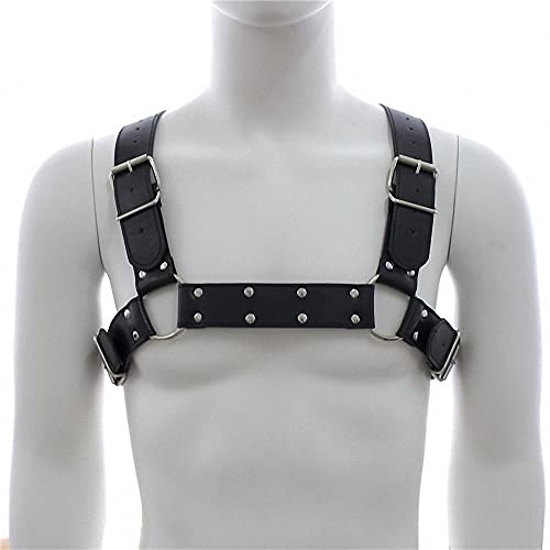 Image of Goobester Leather Chest Harness Men Adjustable Body Bondage Harness Belts