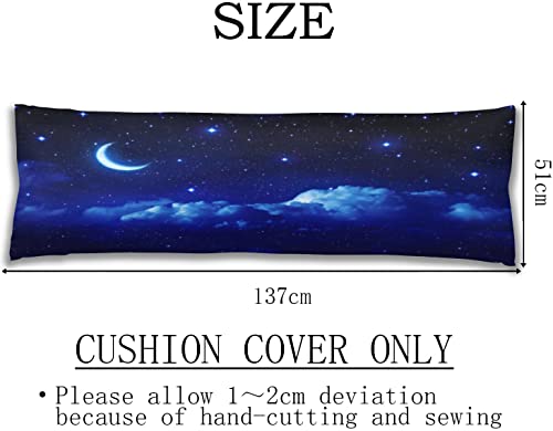 Blue Body Pillow Cover Dark Night Cloud Star Sky Moon Nebula Galaxy Stars Cushion Case Decorative Soft Farmhouse Long Pillowcase With Zipper Rectangle Pillow Cases For Bed,Couch,Home Gift 20"X54" #TOP4