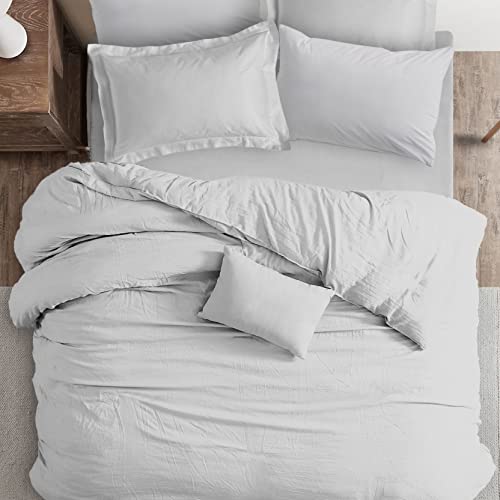 Image of SleepyCat Duvet Cover, 100% Cotton 200TC Percale Combed Yarn, with Corner Ties & Coconut Button Closure, Oeko-TEX & AZO Free, (Single Size, 90x60 inches) Dolphin Grey