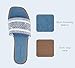 LUCKY STEP Women's Rhinestone Flat Sandals Square Open Toe Sparkly Glitter Fashion Braided Slide Sandals Summer(Denim Blue,6.5)