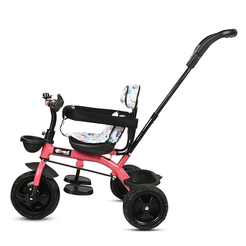 Image of Tricycle 1 Years to 5 Years with Removable Safety Guard and Parental Control Back Side Push Handle with Rubber Tyre for Kid's CR07 (Pink)