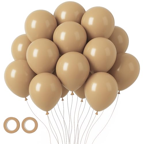 Image of Voircoloria 105pcs Khaki Balloons 12inch Party Latex Balloons for Boys Girls Birthday Baby Shower Gender Reveal Wedding Sunflower Party Decorations