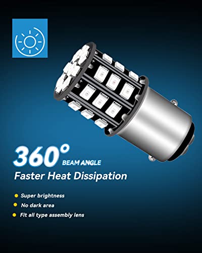 Keiurot 1157 Led Bulb 1034 2057 7528 Bay15D 2357 Light Bulb For Rv Camper Mpv Motorcycle Car Brake Light Bulb Tail Lights Stop Light Side Marker Light, Brilliant Red 12V（Pack Of 4） #TOP3