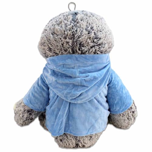 BEMIRO Faultier Kuscheltier XXL – 80 cm, Füllung aus 100% recyceltem Material, mit Hoodie, glitzernde Augen, kuschelig weich (Blau)