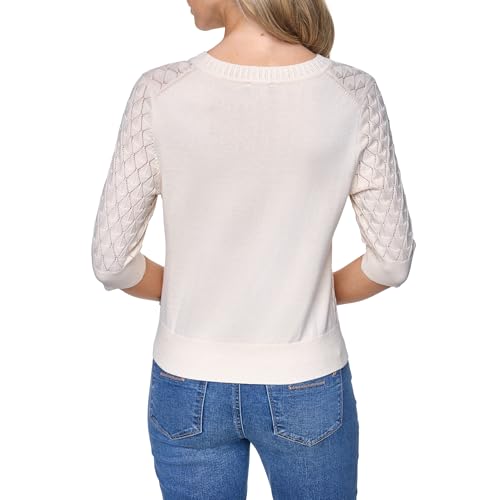 Image of Nautica Women's Crew Neck Solid Short Sleeve Sweater