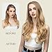 SARLA Clip in U Part Hair Extensions Full Head Long Synthetic Wave Curly Hairpiece 24 Inch for Women Natural Blonde
