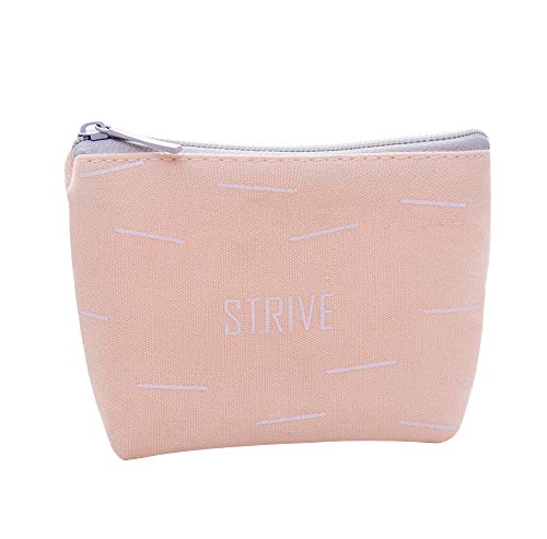 Preisvergleich Produktbild iKulilky Kosmetiktasche Klein,Federmäppchen Mädchen Briefpapierkasten Leinentasche Münze Aufbewahrungstasche Vintage Reißverschluss für Reisen - Rosa