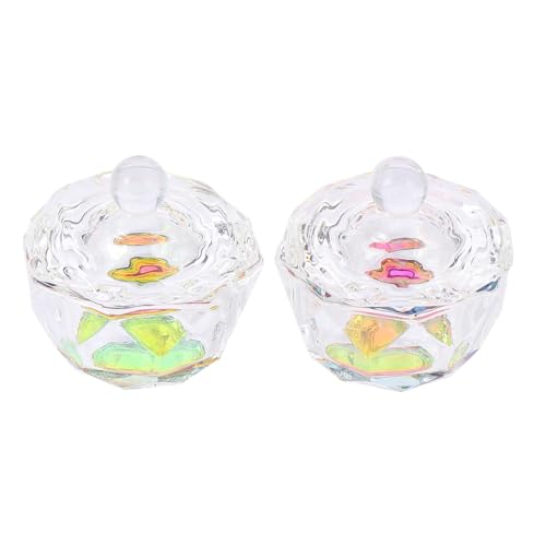 2 Piezas Vasos de Cristal para Uñas con Tapa miniatura 1